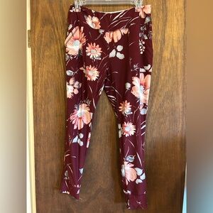 EUC Grace & Lace Summer Weight Live-In Loungers aka Loggers in Wine Floral.